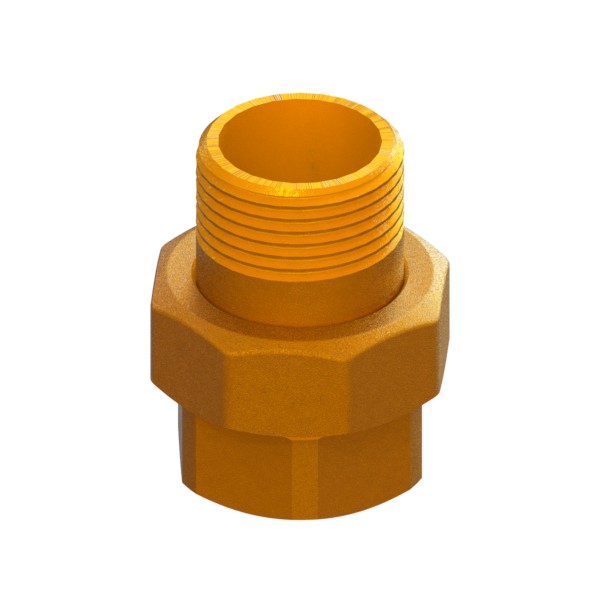 Three-part straight fitting with pipe union with o-ring, FEMALE-MALE, pipe union