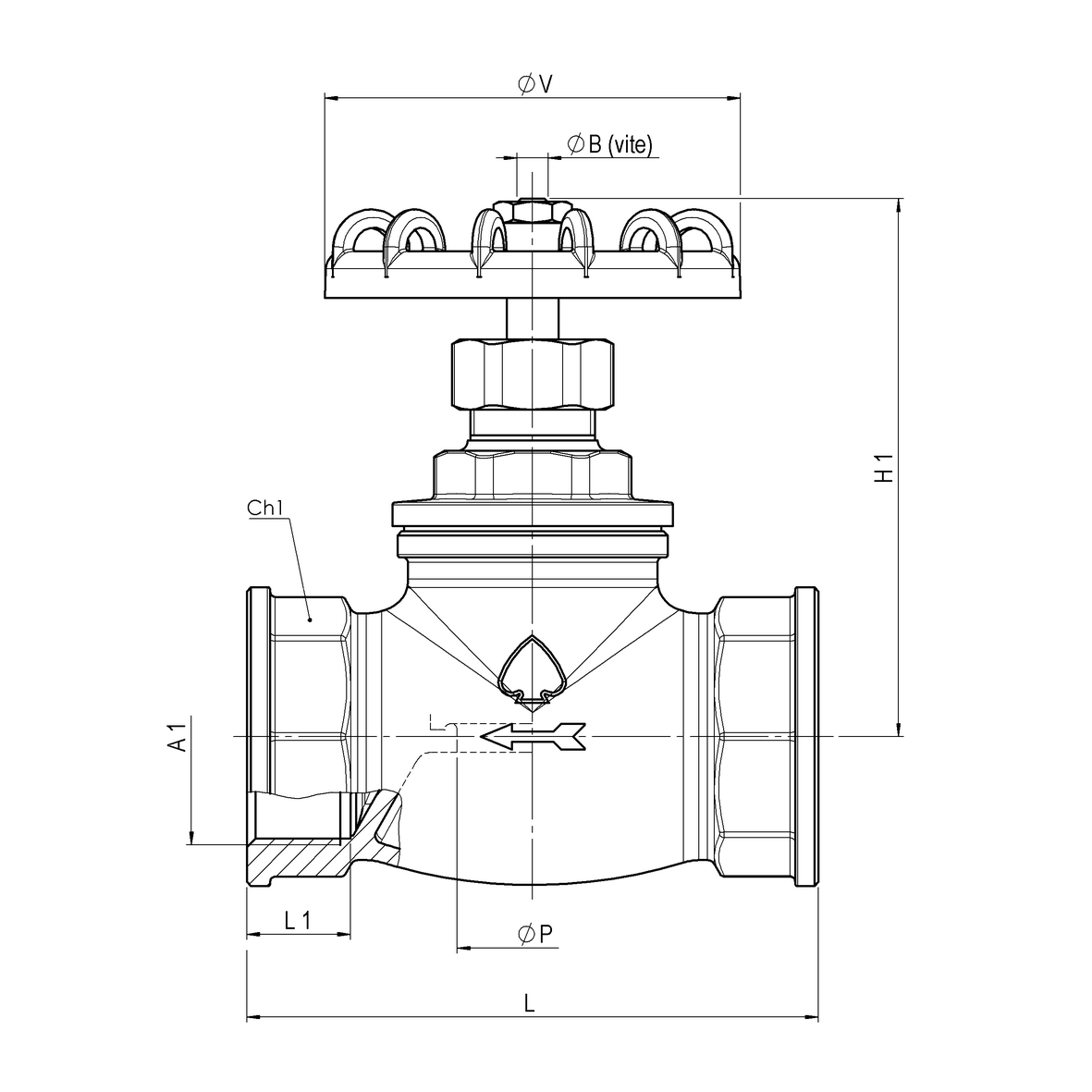Rubinetto di arresto in bronzo serie pesante con valvolino piatto F-F