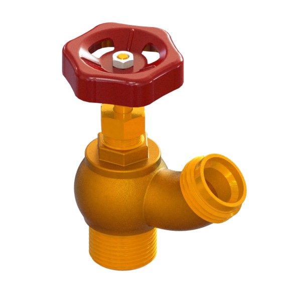 Brass fire hydrant valve with 45° outlet connections MALE-MALE UNI