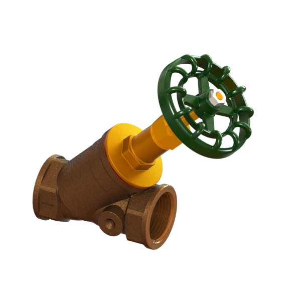 Rubinetto di arresto in bronzo corpo inclinato a 45° con valvolino piatto F-F