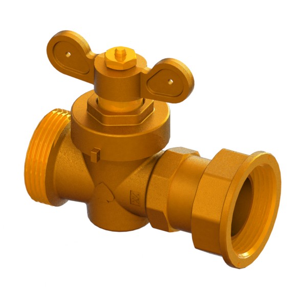 Conical plug valve for gas meter with brass sealable T-handle MALE-MOVING NUT