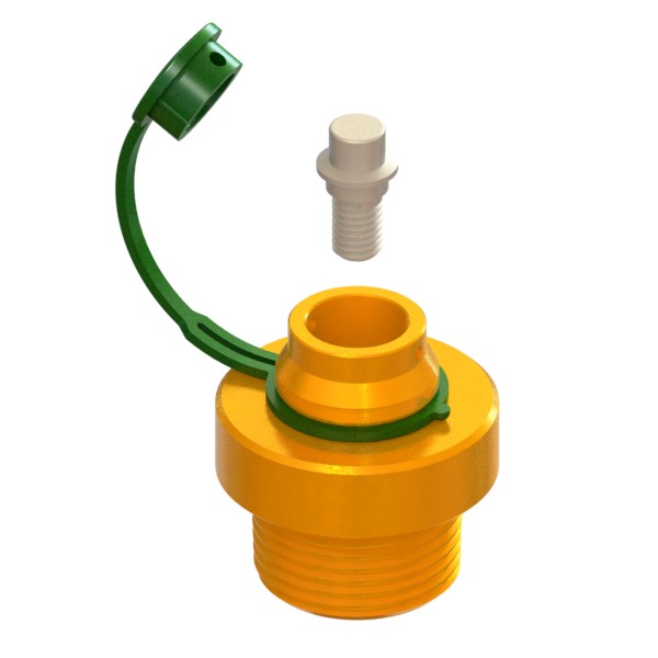 Tappo in ottone a testa esagonale con cappuccio girevole antimanomissione B-Grip m e tappo di protezione in plastica