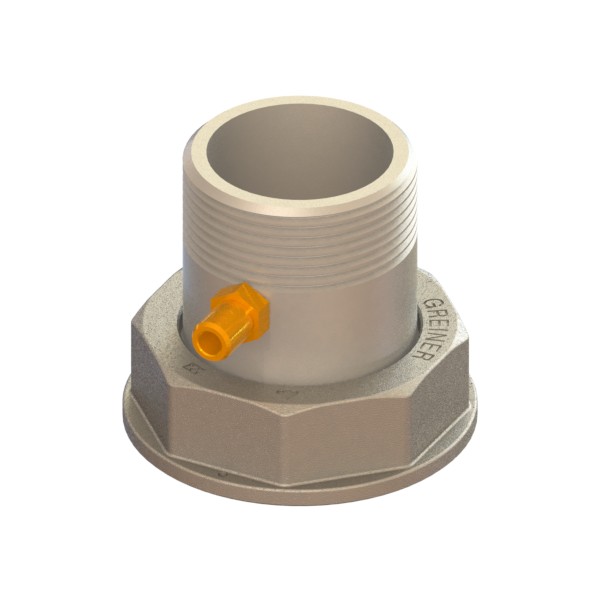 Nickel-plated fitting for gas meter with tail, with pressure intake point PCP MALE-MOVING NUT
