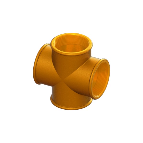 Threaded brass cross fitting EN ISO 228-1 FEMALE-FEMALE-FEMALE-FEMALE