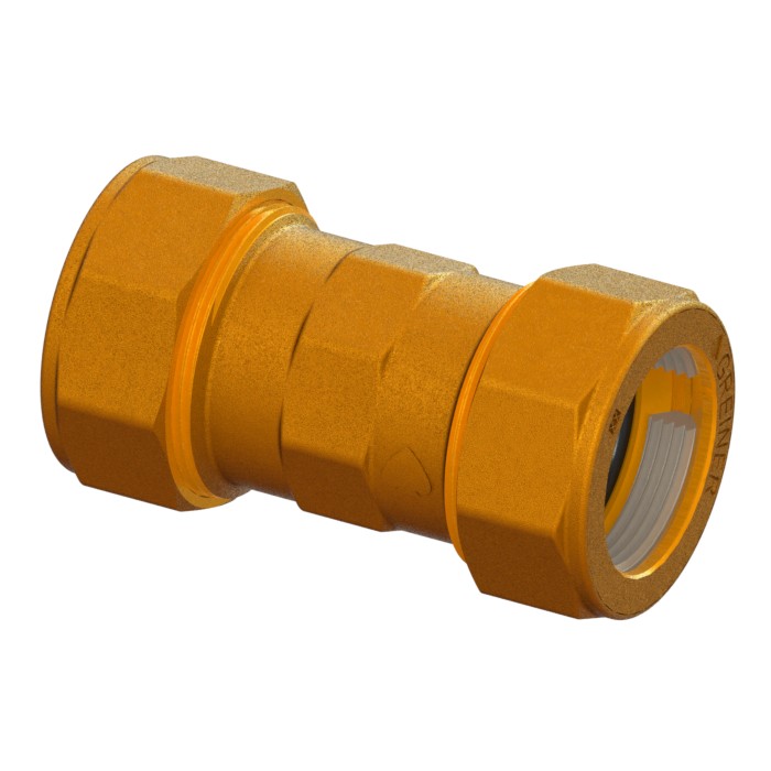 Raccordo in ottone a serraggio meccanico per tubo ferro doppio per riparazione tipo corto FE-FE