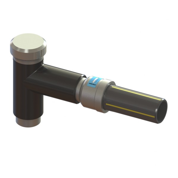 T-connection for covered connection under pressure for low and medium pressure FE to be welded - PE to be welded