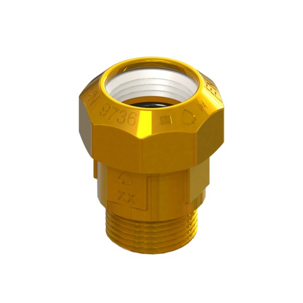 Compression fitting in CR brass for PE PN16 pipe PE-MALE