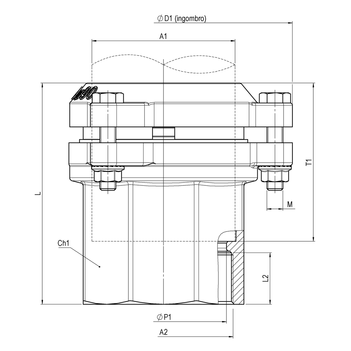 Compression fitting for PE PN16 pipe, with screw stays PE-FEMALE