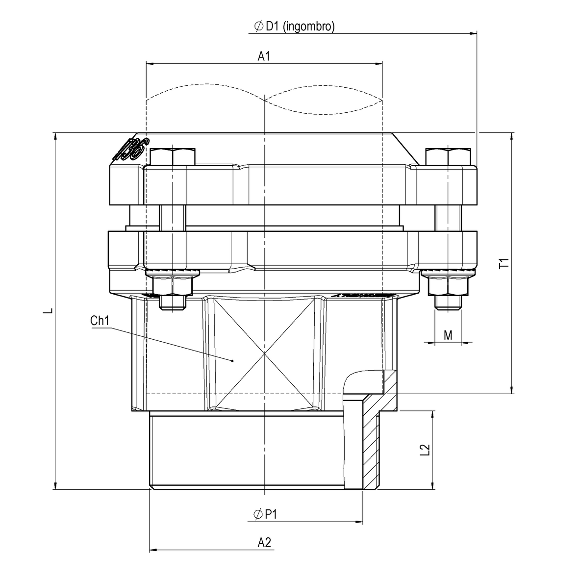 Compression fitting for PE PN16 pipe, with screw stays PE-MALE