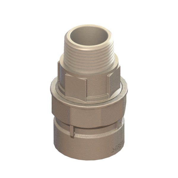 Compression fitting for PE PN16 pipe, with connection for protective pipe PE-MALE