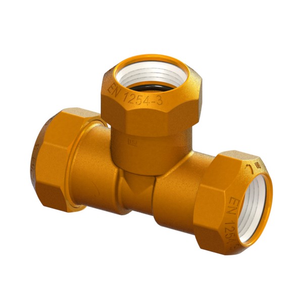 Compression fitting for PE PN16 pipe, triple, PE-PE-PE