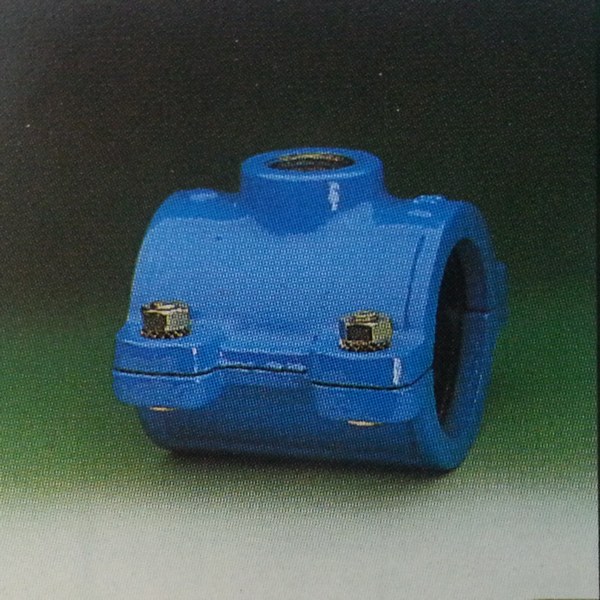 Tapping saddle in cast iron for PE/PVC pipe