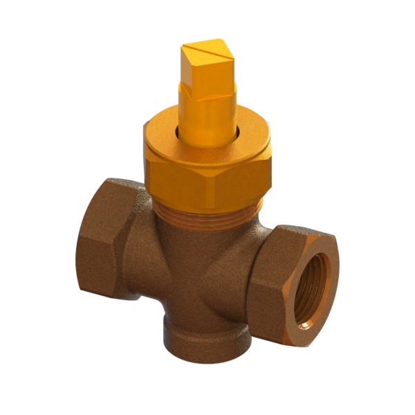 Rubinetto a maschio conico in bronzo con premistoppa con quadro di manovra F-F