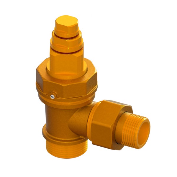 Rubinetto a maschio conico in ottone a squadra tipo Zuppardi per presa stradale M-M Bocchettone