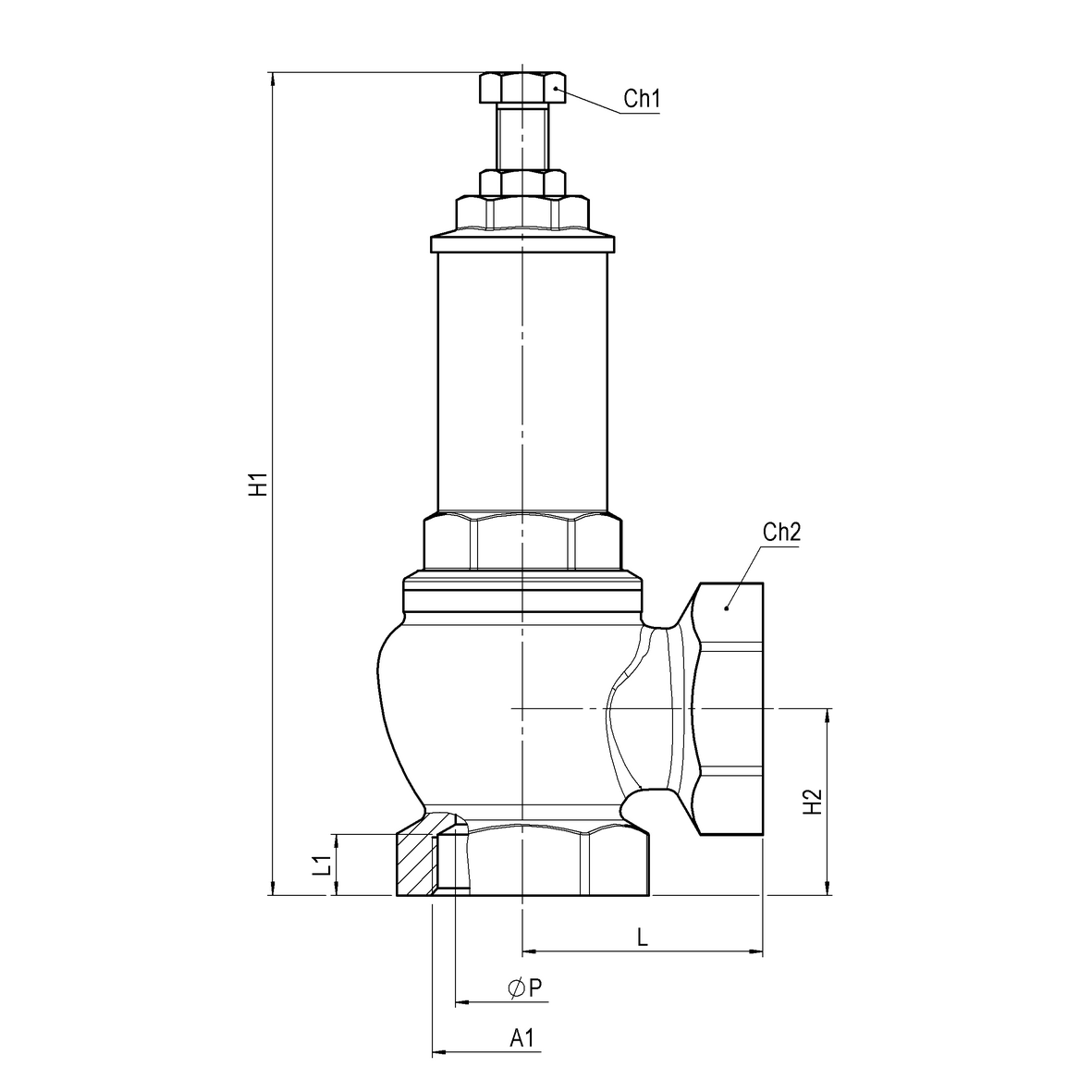 Valvola di sicurezza a molla in ottone a scarico convogliato con tenuta metallica F-F