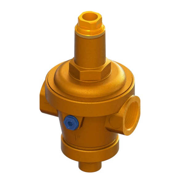 Diaphragm water pressure reducing valve PN40, made of brass, setting range: 1 to 7 bar, set to 3 bar, FEMALE-FEMALE