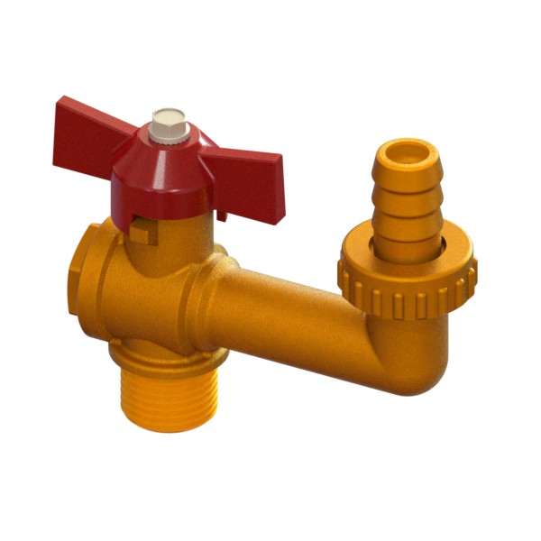 Rubinetto erogatore a sfera con uscita a 180° con portagomma M-PG