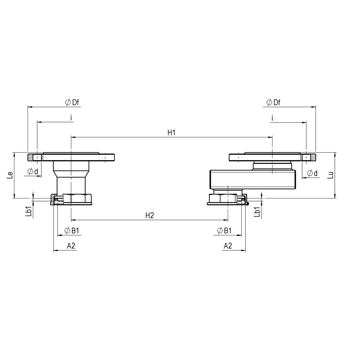 Kit adattatore e cannotto per contatore gas da G40 I=430 a G16 I=280 con guarnizioni DN65 PN16 GI-FL girevole