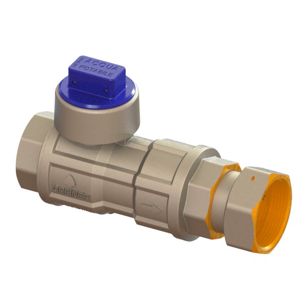Valvola a sfera acqua a passaggio totale pesante con ritegno in linea con cappellotto di sicurezza AW-Block F-GI
