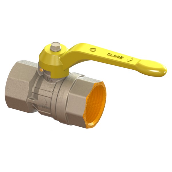 Gas reduced-bore ball valve, standard series, with yellow handle FEMALE-FEMALE