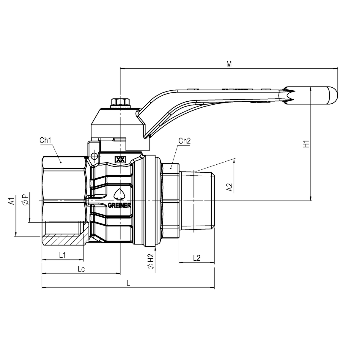Valvola a sfera per gas a passaggio ridotto serie normale con maniglia gialla M-F
