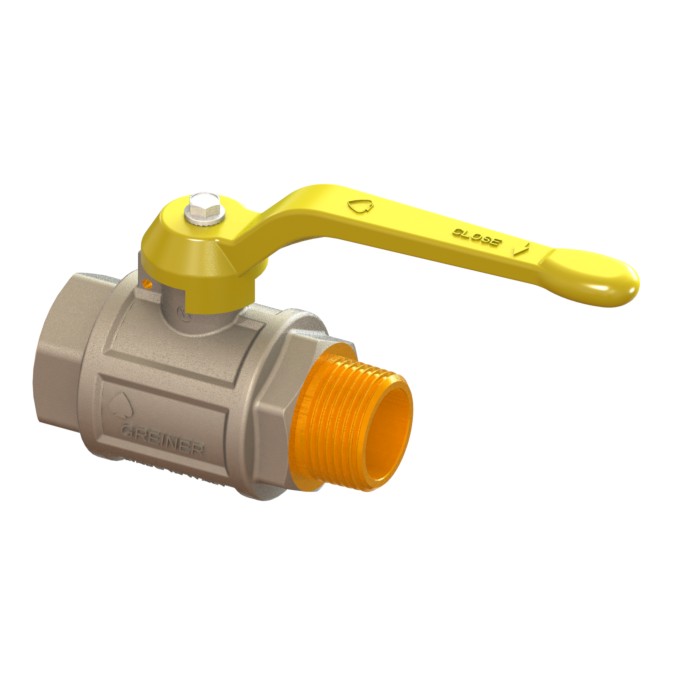 Gas full-bore ball valve, heavy execution, with yellow handle MALE-FEMALE
