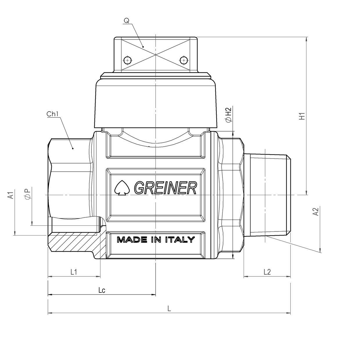Gas full-bore ball valve, heavy execution, with safety cap AG-Block MALE-FEMALE