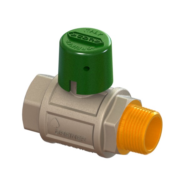 Valvola a sfera per acqua a passaggio totale serie pesante con cappuccio verde sigillabile M-F