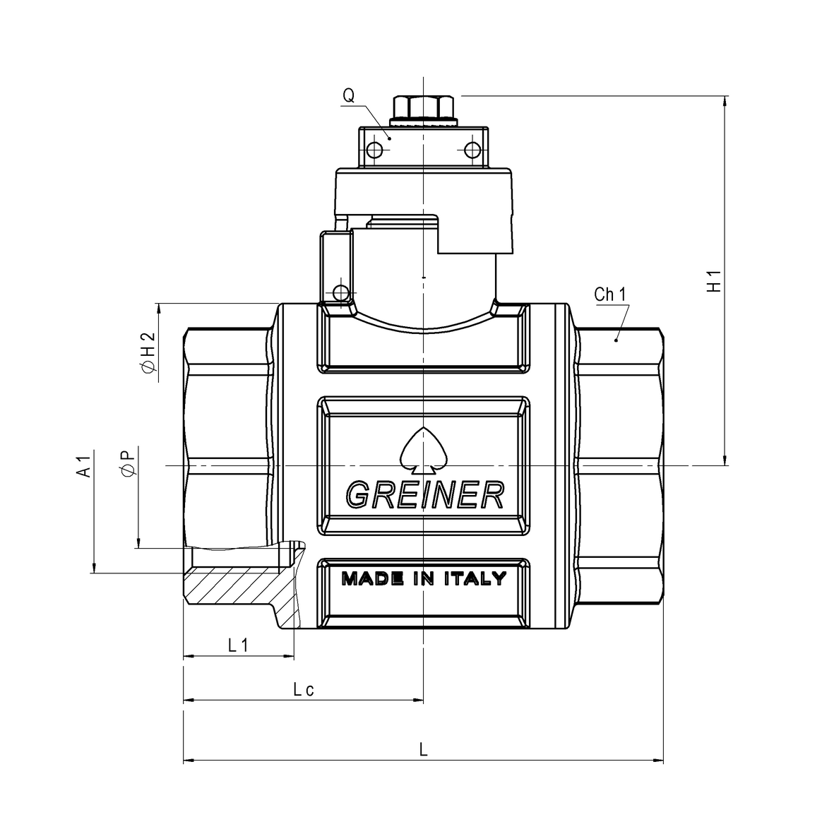 Water full-bore ball valve, heavy execution, with sealable cap FEMALE-FEMALE
