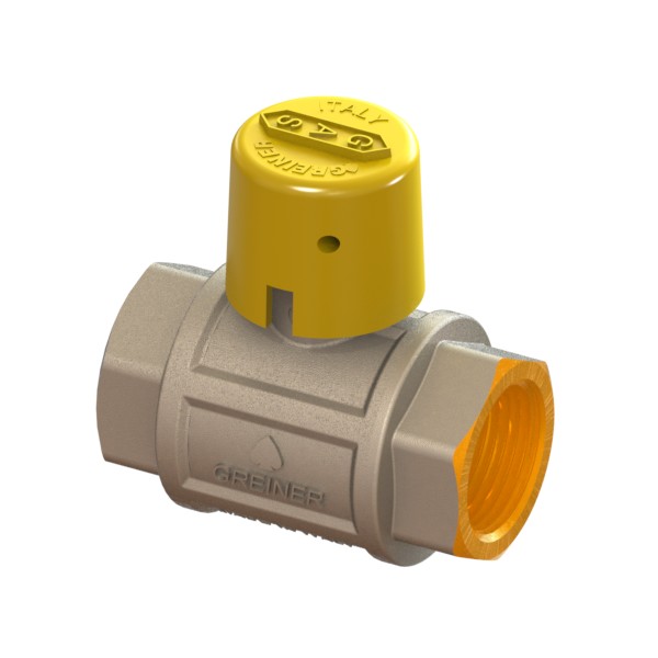 Gas full-bore ball valve, heavy execution, with yellow sealable cap FEMALE-FEMALE