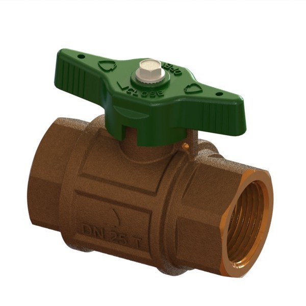 Valvola a sfera in bronzo per acqua a passaggio totale serie pesante con farfalla sigillabile F-F