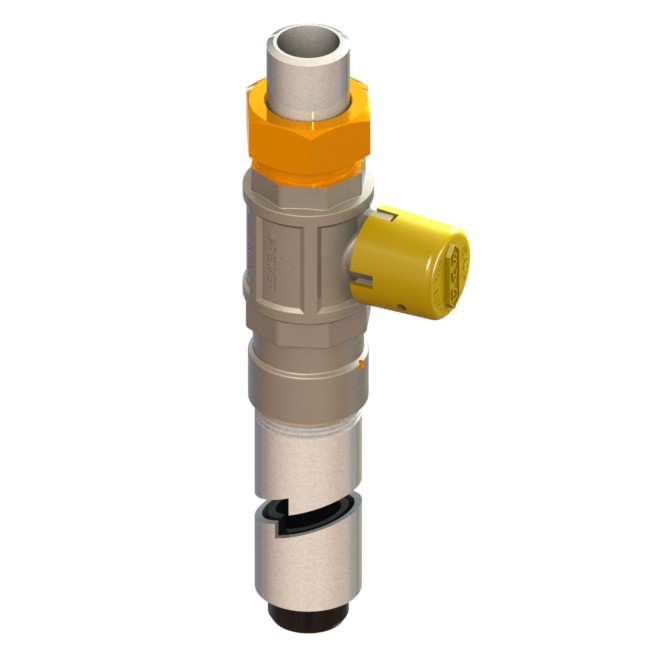 Gas full-bore ball valve, heavy execution, Gastick type, with yellow sealable cap PE-FE to be welded