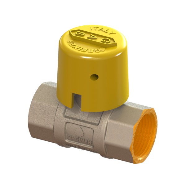 Gas reduced-bore ball valve, heavy execution, with yellow sealable cap FEMALE-FEMALE