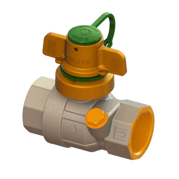 Water full-bore ball valve, standard series, with adjustable survival device with B-Grip T-handle, FEMALE-FEMALE