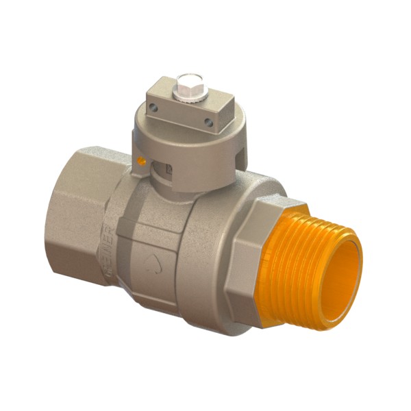 Valvola a sfera per acqua a passaggio totale serie normale con cappellotto sigillabile M-F
