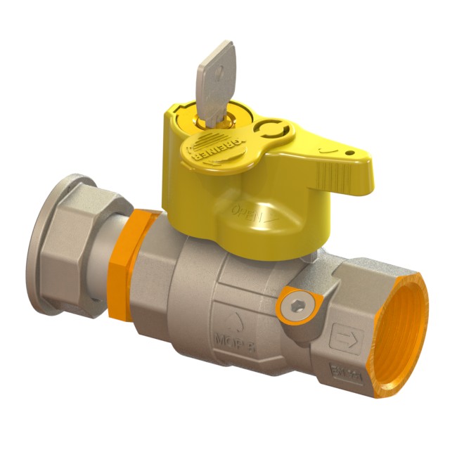 Valvola a sfera per verifica impianto interno UNI-7129 con 1 PCP con serratura di sicurezza e morosità 401÷460 GI-F