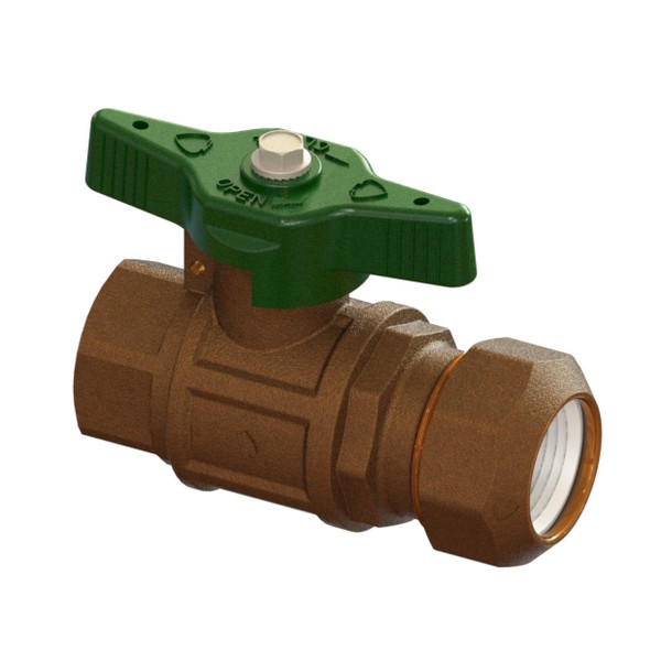 Valvola a sfera in bronzo per acqua a passaggio totale serie pesante con farfalla sigillabile F-PE