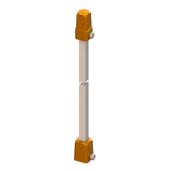 Asta di manovra ferro 16 con cappellotto quadro 28 e manicotto quadro 19 con viti di fermo per interro 800 mm