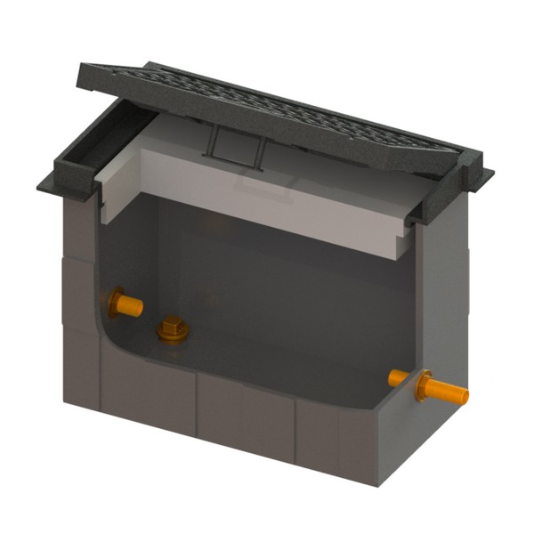 Pozzetto micro-pratick in PUR a fondo chiuso con chiusino C250 e lastra antigelo con attacchi per 1 linea 220x400 h=300