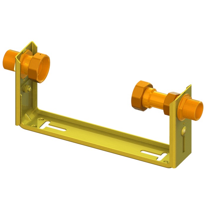 Mensola per contatore acqua Tipo Compatto DN40 L=300 con supporto antisfilamento regolabile in altezza in acciaio zincato con raccordi fisso M-GI e telescopico GI-M